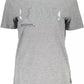 Chic Gray Logo Tee with Wide Neckline