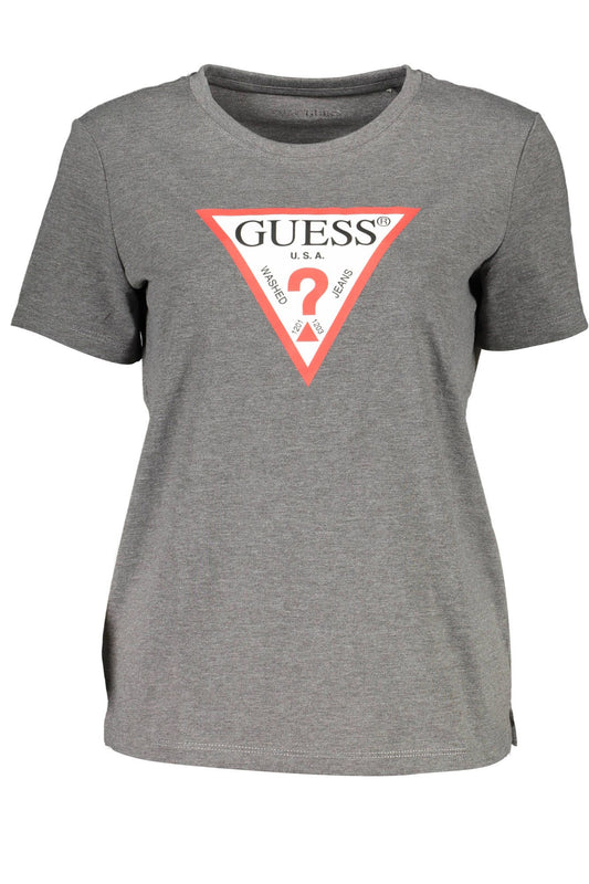 Chic Gray Logo Tee with Classic Crew Neck