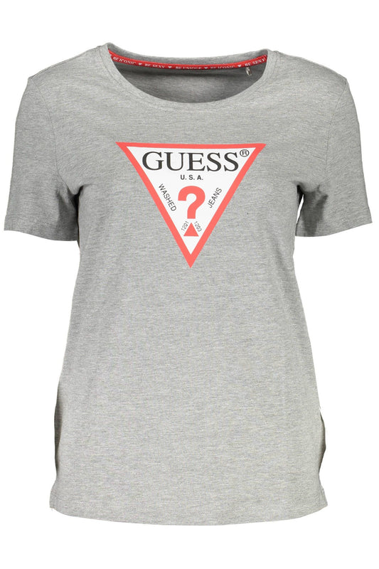 Chic Gray Printed Logo Tee