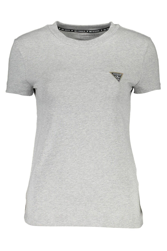 Chic Gray Crew Neck Logo Tee