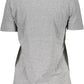 Chic Gray Logo Tee with Wide Neckline