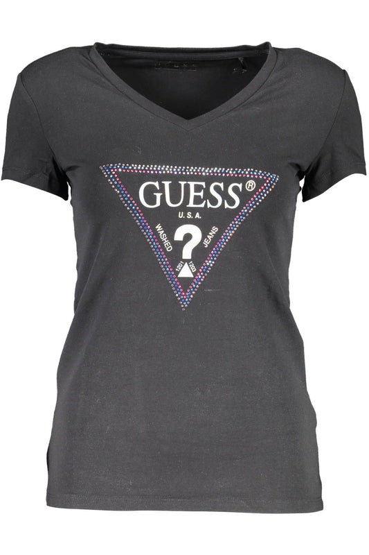Chic V-Neck Logo Tee with Unique Print
