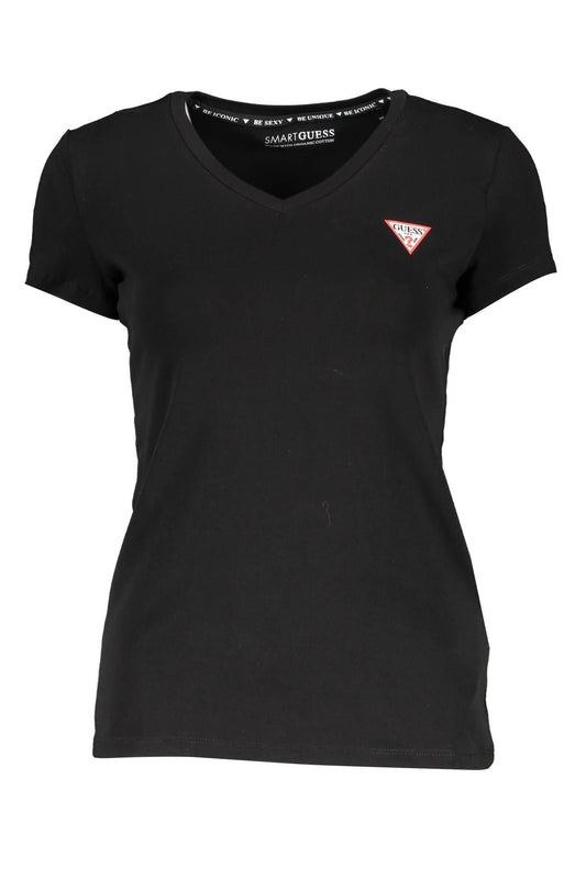 Chic Black Organic Cotton V-Neck Tee