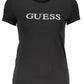 Sleek Black Cotton Blend Crew Neck Tee