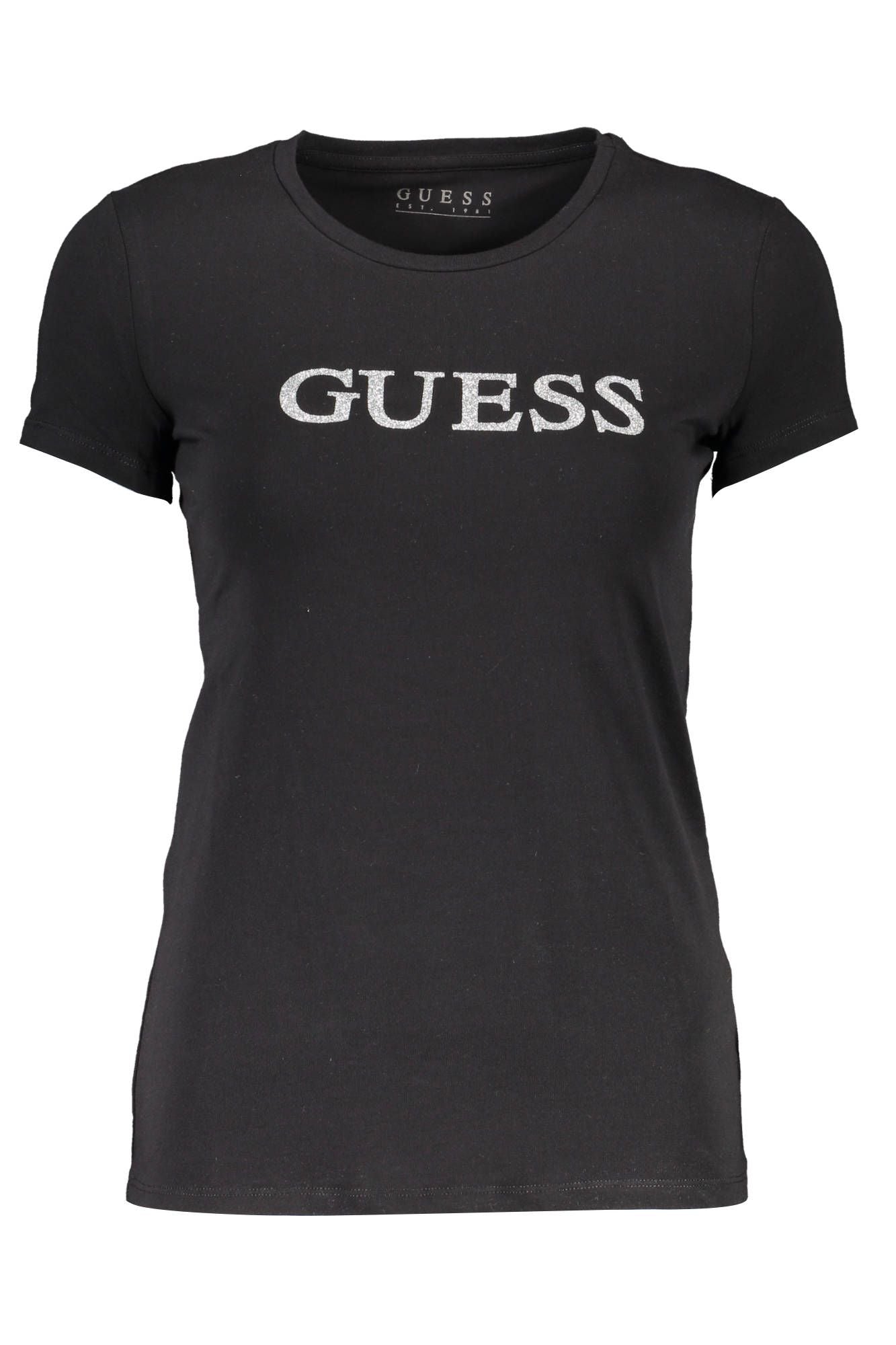 Black Cotton Crew Neck Logo Tee