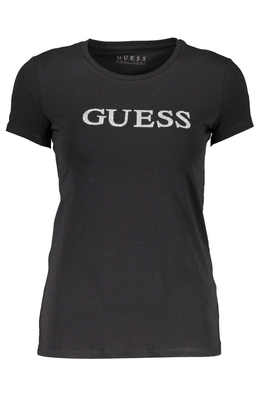 Black Cotton Crew Neck Logo Tee