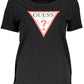 Chic Black Cotton Crew Neck Tee with Logo Print