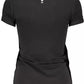 Sleek Black Cotton Blend Crew Neck Tee