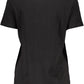 Chic Black Embroidered Logo Tee