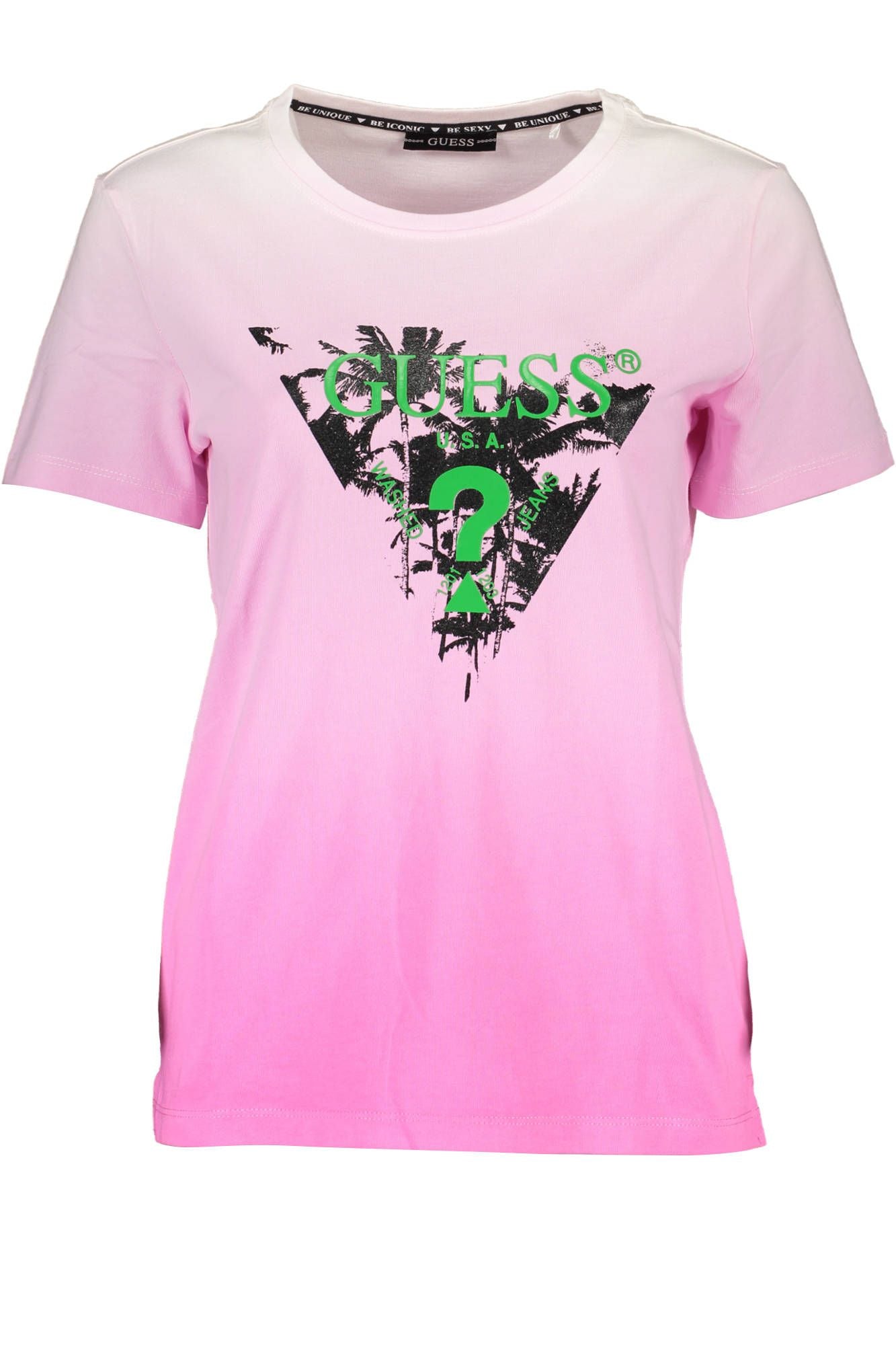 Chic Pink Guess Tee with Contrast Details