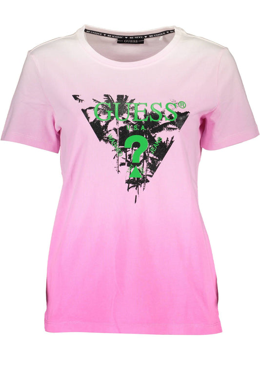 Chic Pink Guess Tee with Contrast Details
