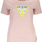 Chic Pink Logo Tee with Crew Neck