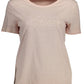 Chic Faded Pink Cotton Tee with Embroidery