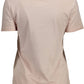 Chic Faded Pink Cotton Tee with Embroidery