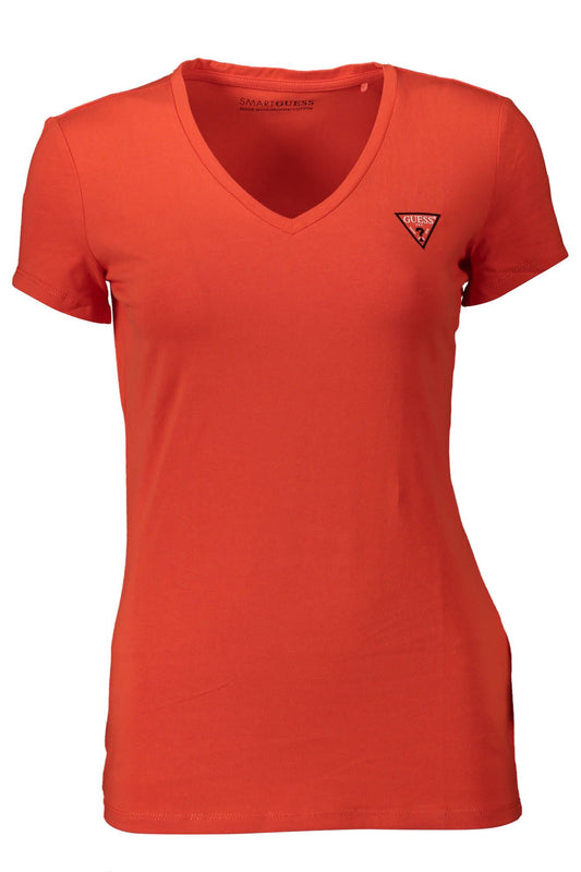 Chic Red V-Neck Logo Tee for Statement Style