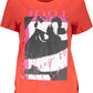 Chic Red Embroidered Logo Tee