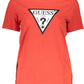 Chic Red Crew Neck Logo Tee