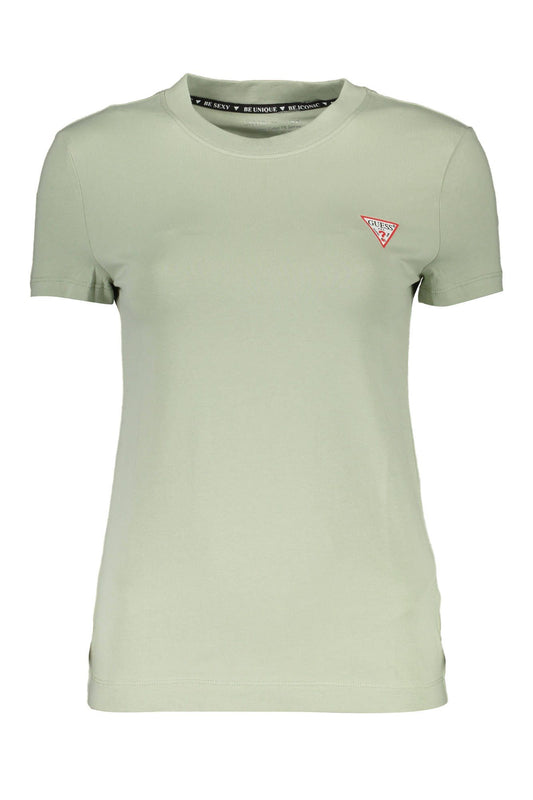 Chic Green Organic Cotton Crew Neck Tee
