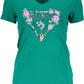 Chic Green V-Neck Tee with Logo Detail