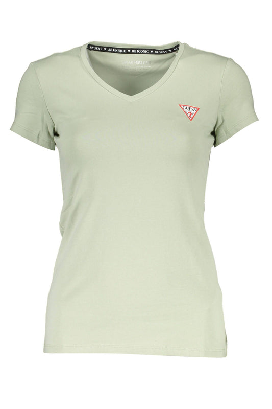 Chic Green V-Neck Logo Tee