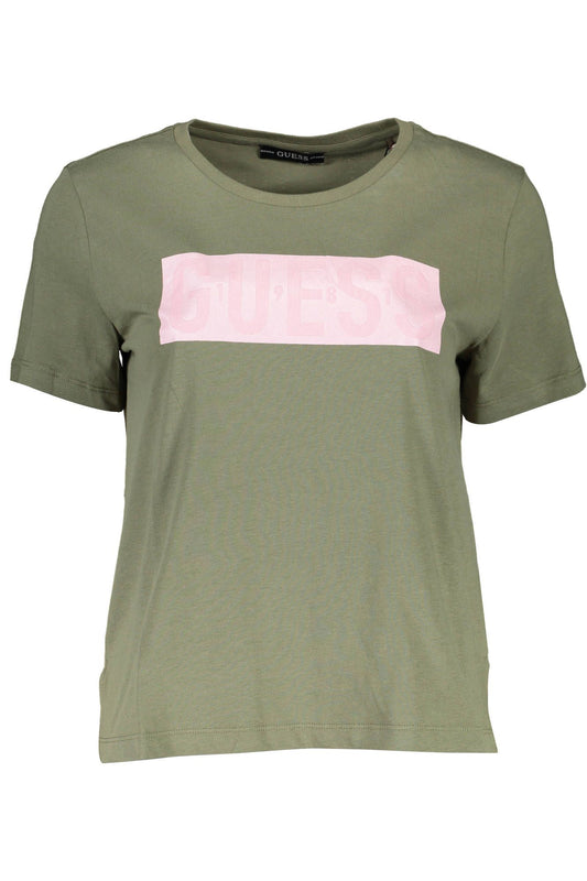 Chic Green Logo Tee with Short Sleeves