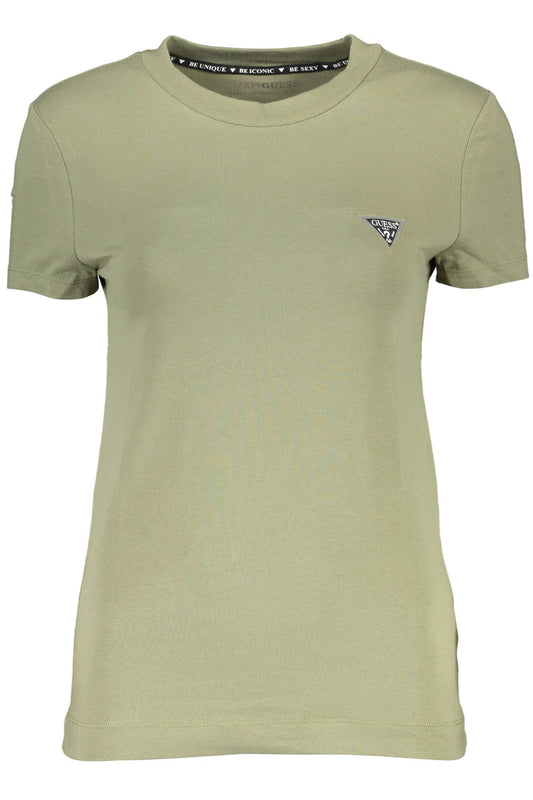 Chic Green Logo Print Crew Neck Tee