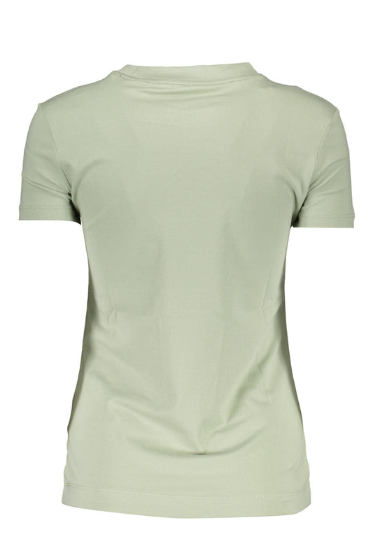 Chic Green Organic Cotton Crew Neck Tee