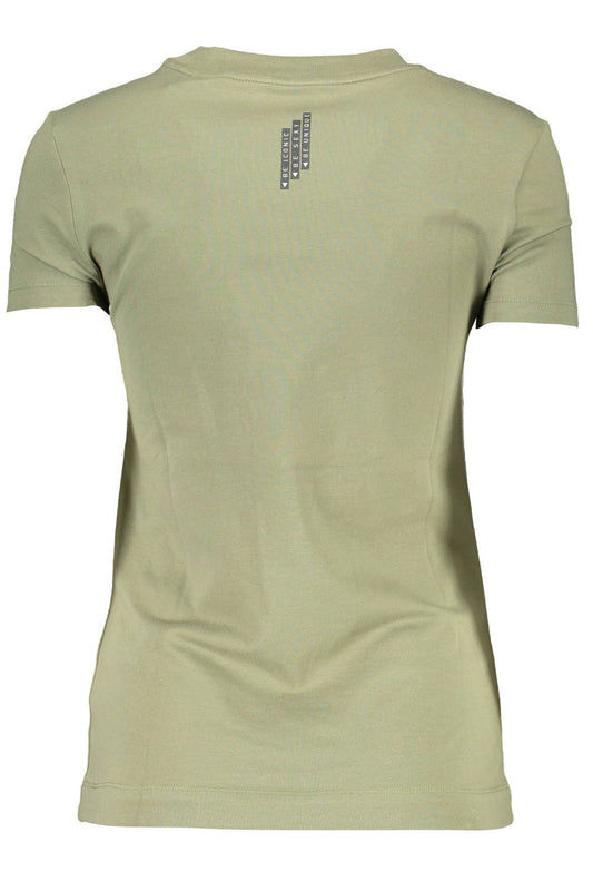 Chic Green Logo Print Crew Neck Tee