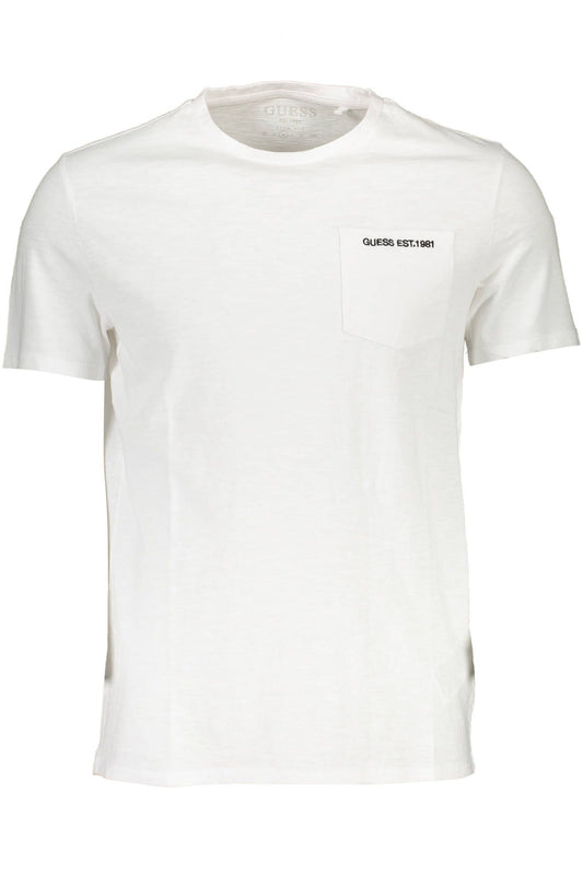 Chic White Embroidered Tee with Pocket Detail