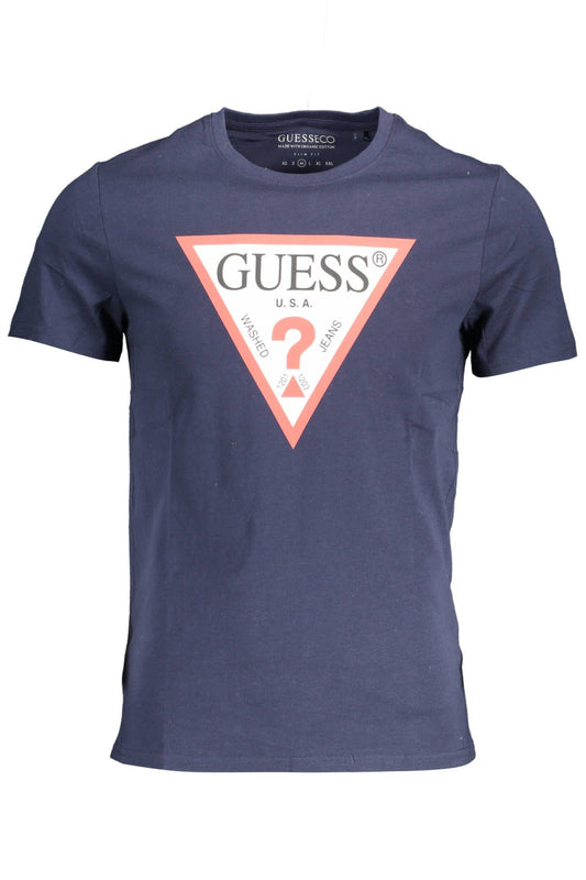 Sleek Slim-Fit Blue Tee with Signature Print