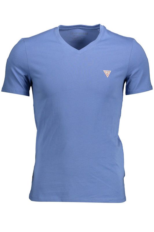 Svelte Blue V-Neck Tee with Signature Logo