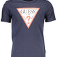 Sleek Blue Printed Cotton Tee