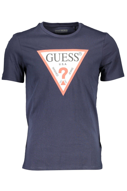 Sleek Blue Printed Cotton Tee