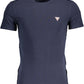 Slim Fit Blue Cotton Tee with Logo