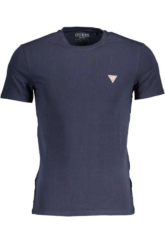 Slim Fit Blue Cotton Tee with Logo