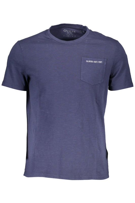 Blue Organic Cotton Tee with Embroidered Logo