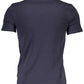 Chic Blue V-Neck Tee with Logo Appliqué