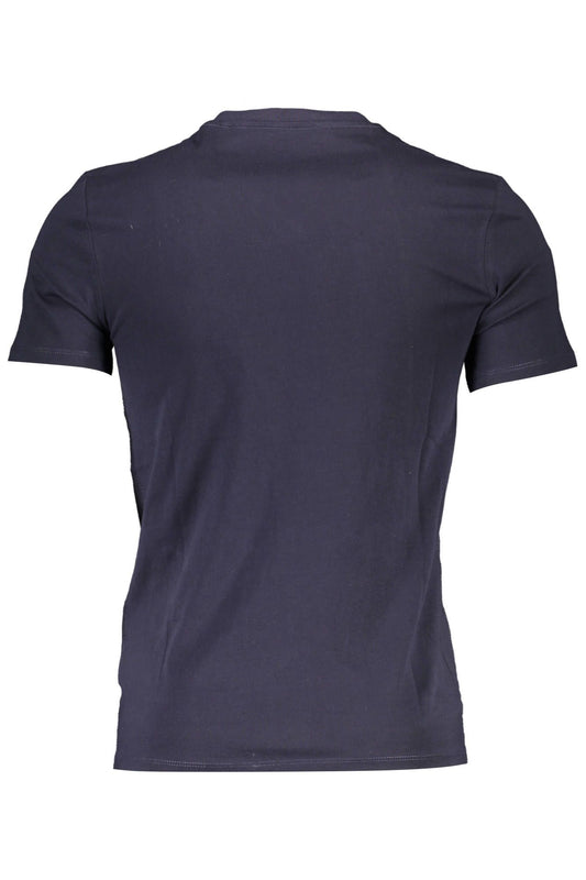 Chic Blue V-Neck Tee with Logo Appliqué