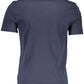 Sleek Blue Printed Cotton Tee