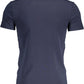 Slim Fit Blue Cotton Tee with Logo