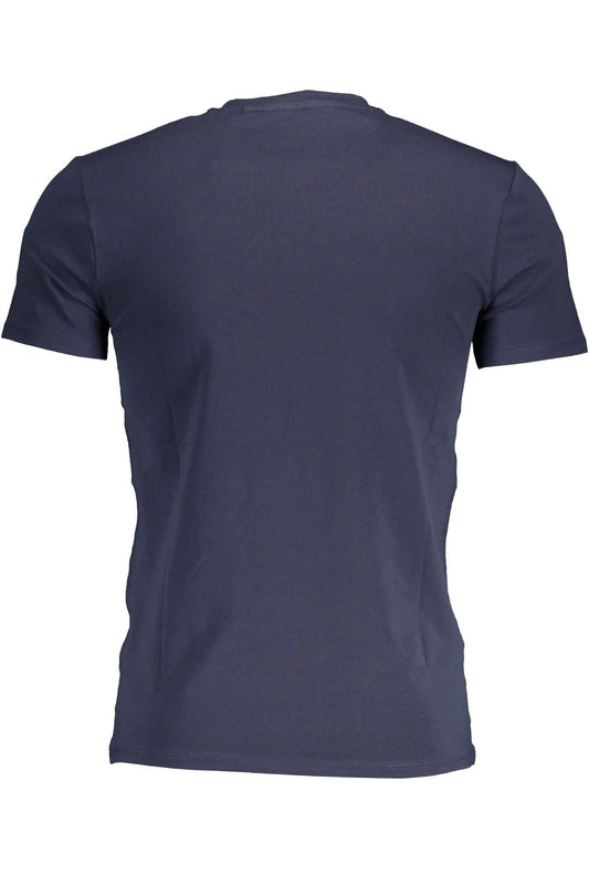 Slim Fit Blue Cotton Tee with Logo