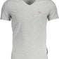 Chic Gray V-Neck Logo T-Shirt