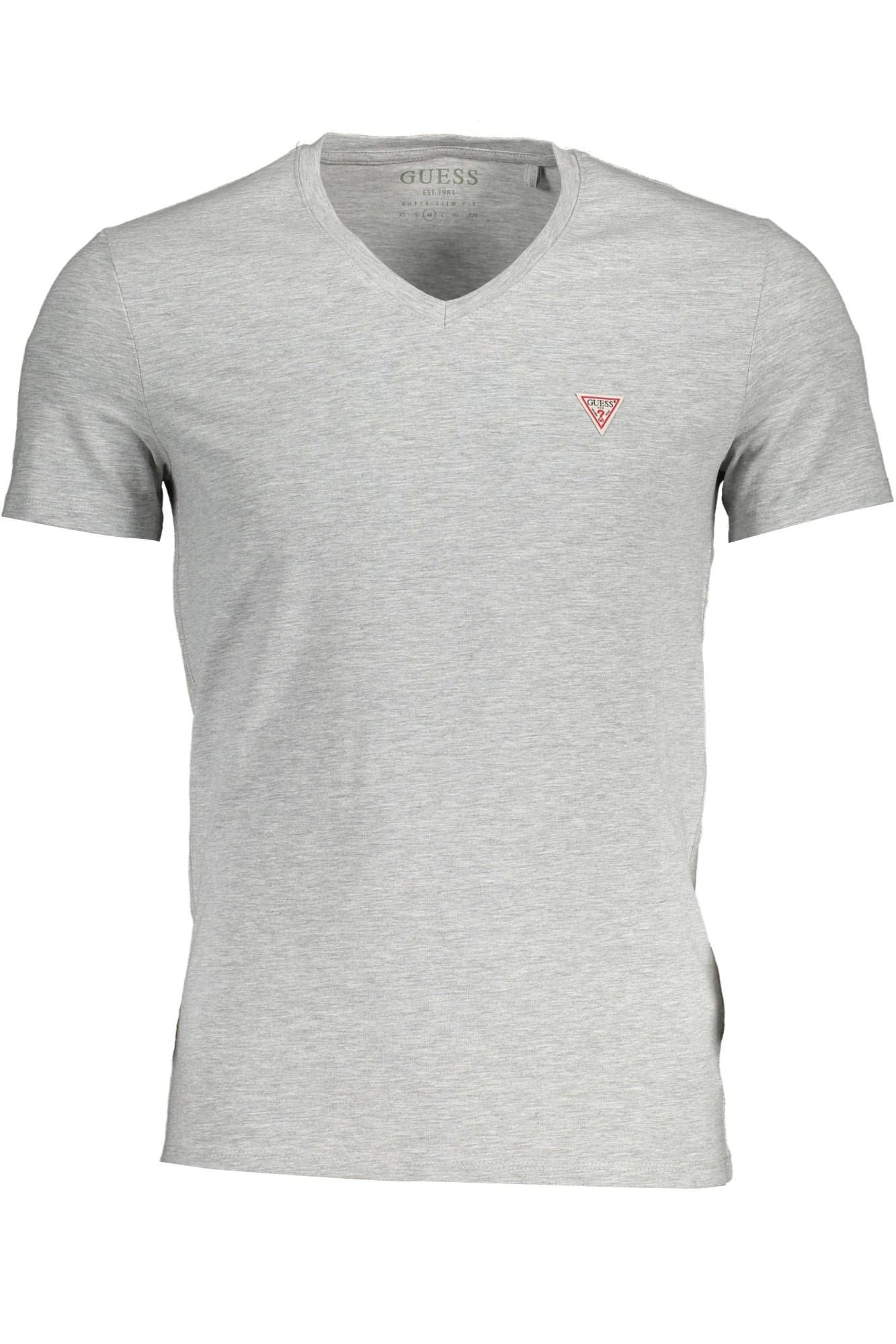Chic Gray V-Neck Logo T-Shirt