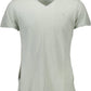 Chic Gray V-Neck Logo Tee for Men