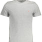 Chic Gray Slim Fit Logo Tee for Men