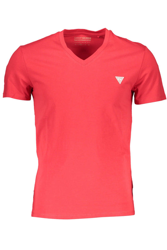 Vibrant Red Slim Fit V-Neck Tee