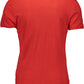Vibrant Red V-Neck Logo Tee