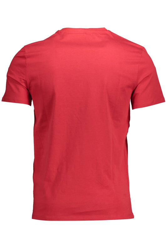 Vibrant Red V-Neck Logo Tee
