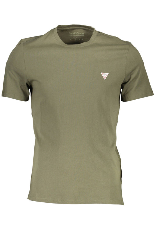 Chic Slim-Fit Green Tee with Logo Accent
