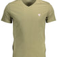 Slim Fit V-Neck Organic Tee in Green